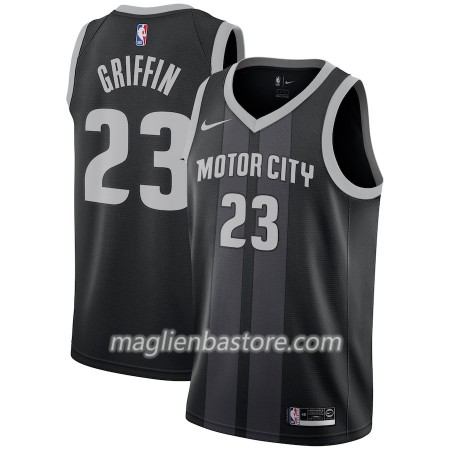 Maglia NBA Detroit Pistons Blake Griffin 23 2018-19 Nike City Edition Nero Blu Swingman - Uomo